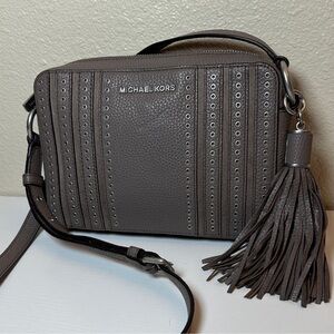 Michael Kors Brooklyn cinder gray Crossbody Bag with Tassel